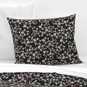 Orchid Floral pattern in Brown, Black, White & Red