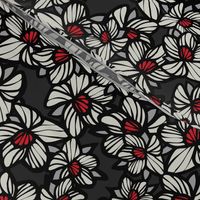 Orchid Floral pattern in Brown, Black, White & Red