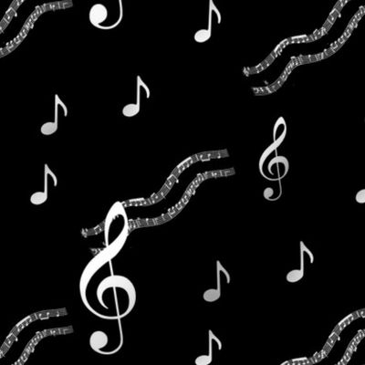 Music Notes Black and White