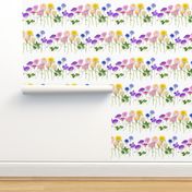 Rainbow of summer flowers stripe