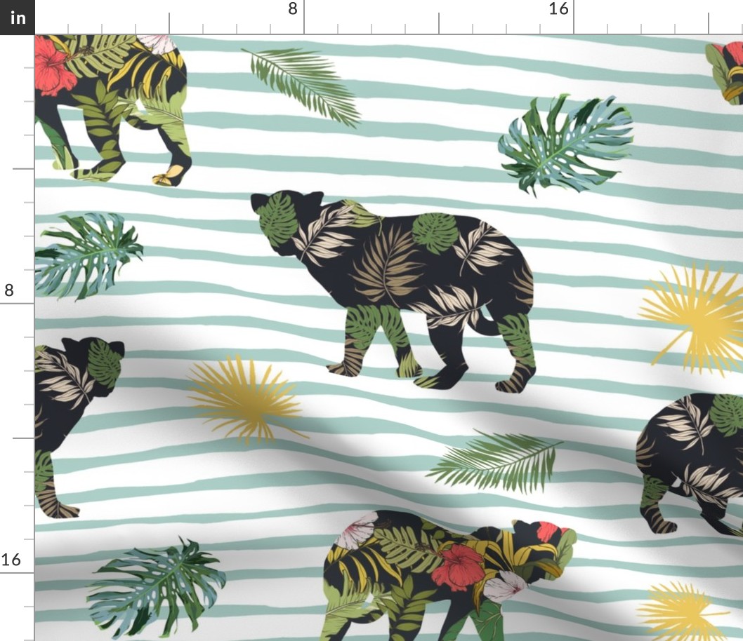 21" Tropical Safari Mix & Match - Green Stripes