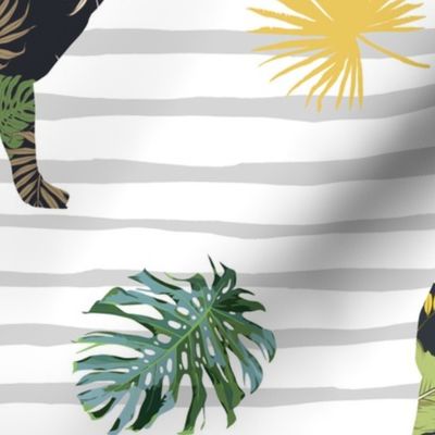 21" Tropical Safari Mix & Match - Grey Stripes