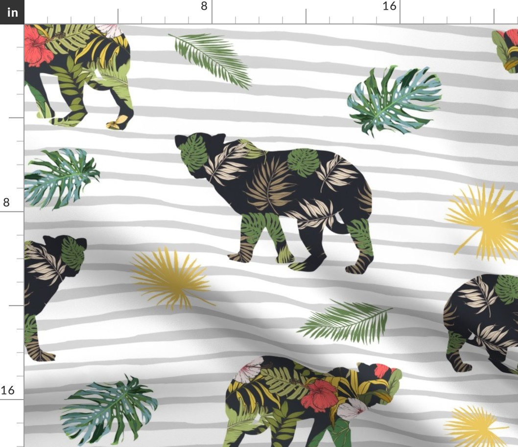 21" Tropical Safari Mix & Match - Grey Stripes