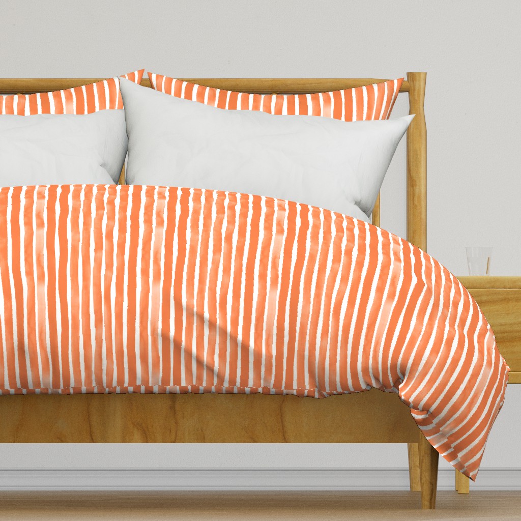 Vertical Watercolor Stripes M+M Tangerine by Friztin
