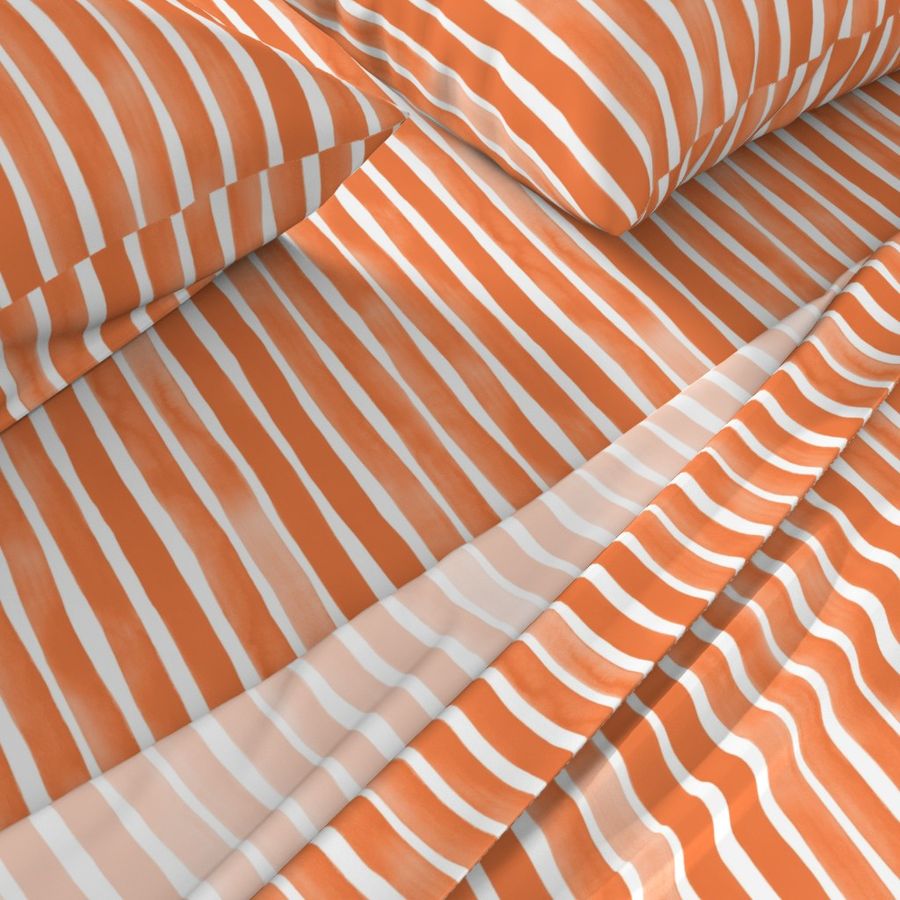 Vertical Watercolor Stripes M+M Tangerine by Friztin