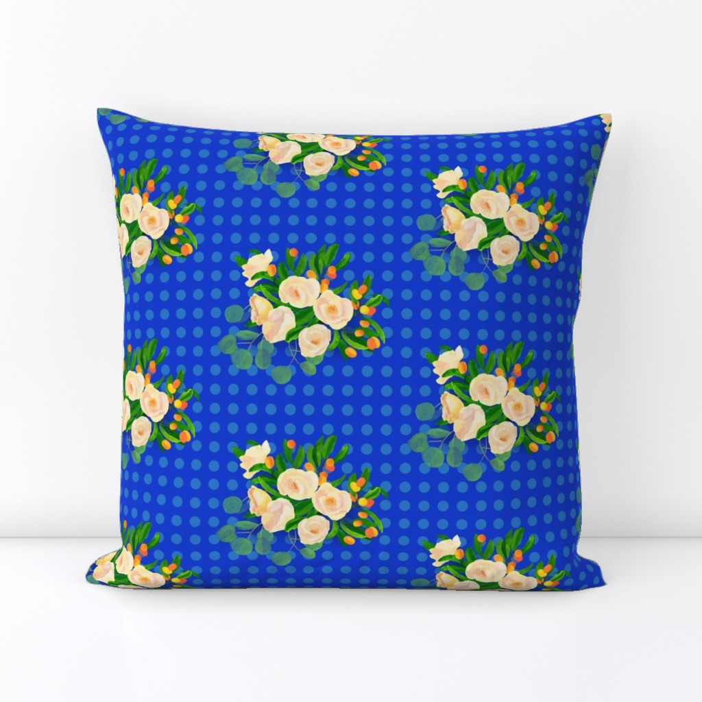 floral kumquats on blue