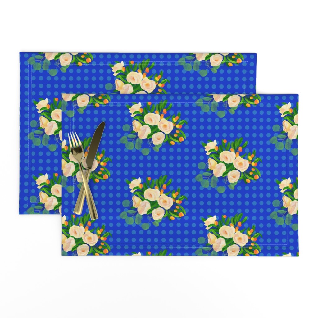 floral kumquats on blue