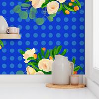 floral kumquats on blue