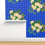 floral kumquats on blue