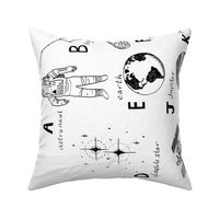 ABC astronauts fabric outer space quilt coordinates wholecloth BW