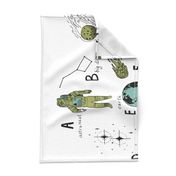 ABC astronauts fabric outer space quilt coordinates wholecloth