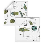 ABC astronauts fabric outer space quilt coordinates wholecloth