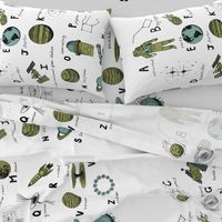 ABC astronauts fabric outer space quilt coordinates wholecloth