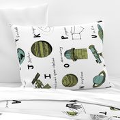 ABC astronauts fabric outer space quilt coordinates wholecloth