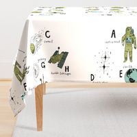 ABC astronauts fabric outer space quilt coordinates wholecloth