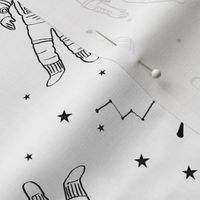 astronauts fabric outer space quilt coordinates white