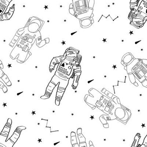 astronauts fabric outer space quilt coordinates white