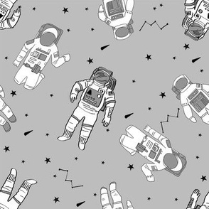 astronauts fabric outer space quilt coordinates grey