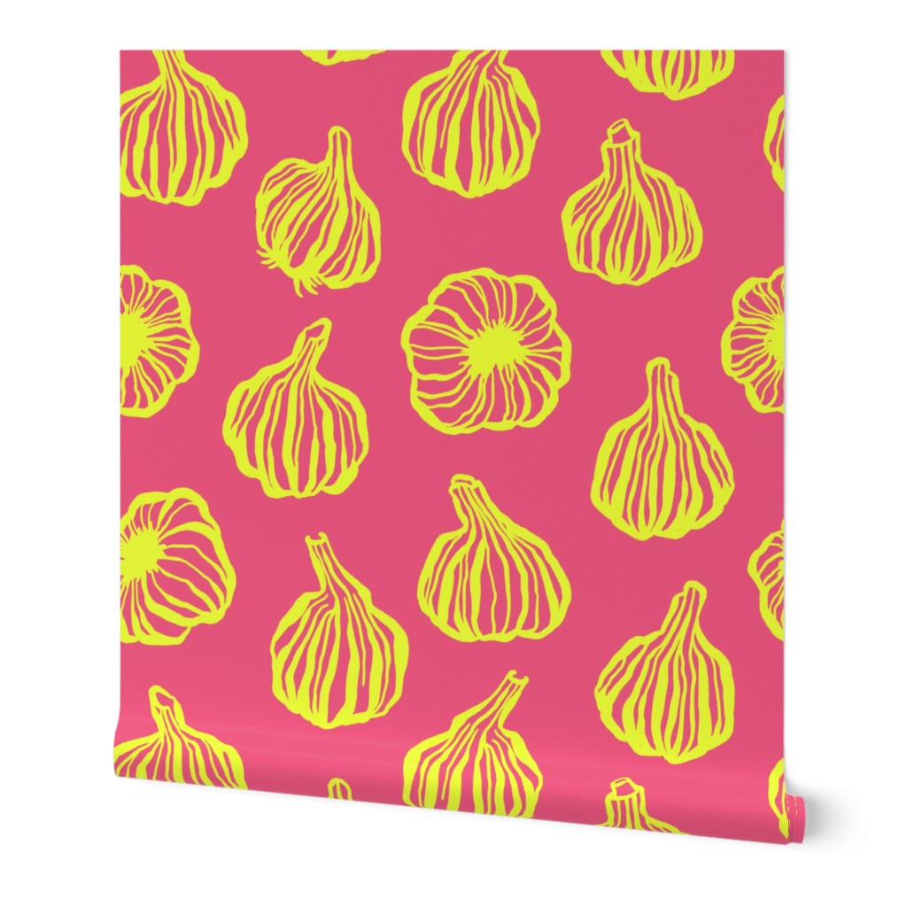 Modern Garlic in Yellow on Pink