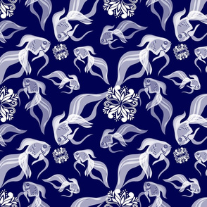 Goldfish in Navy Blue