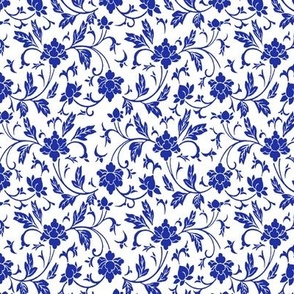 6" Vintage Chinese Floral Blue