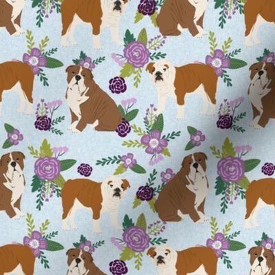 english bulldog pet quilt c  fabric quilt dog breed collection floral