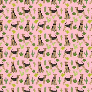 airedale terrier cactus dog breed fabric pink