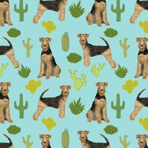 airedale terrier cactus dog breed fabric blue