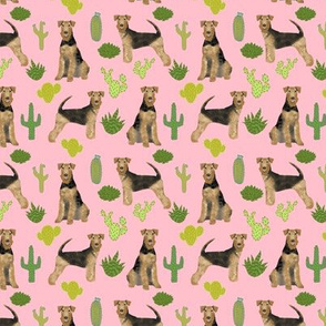 airedale terrier (smaller) cactus dog breed fabric pink