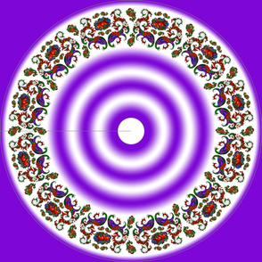 54" Wycinanka Peacock Embossed Border Print Purple-White Round