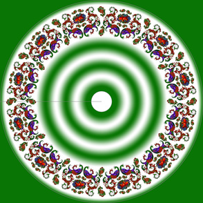 54" Wycinanka Peacock Embossed Border Print Green-White Round
