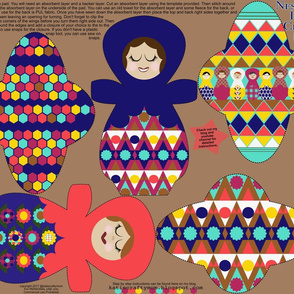 Nesting Doll cloth pad for Cotton Fat Quarter