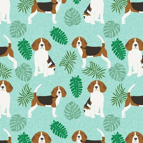 beagle monstera palm tropical summer dog breed pet fabric 
