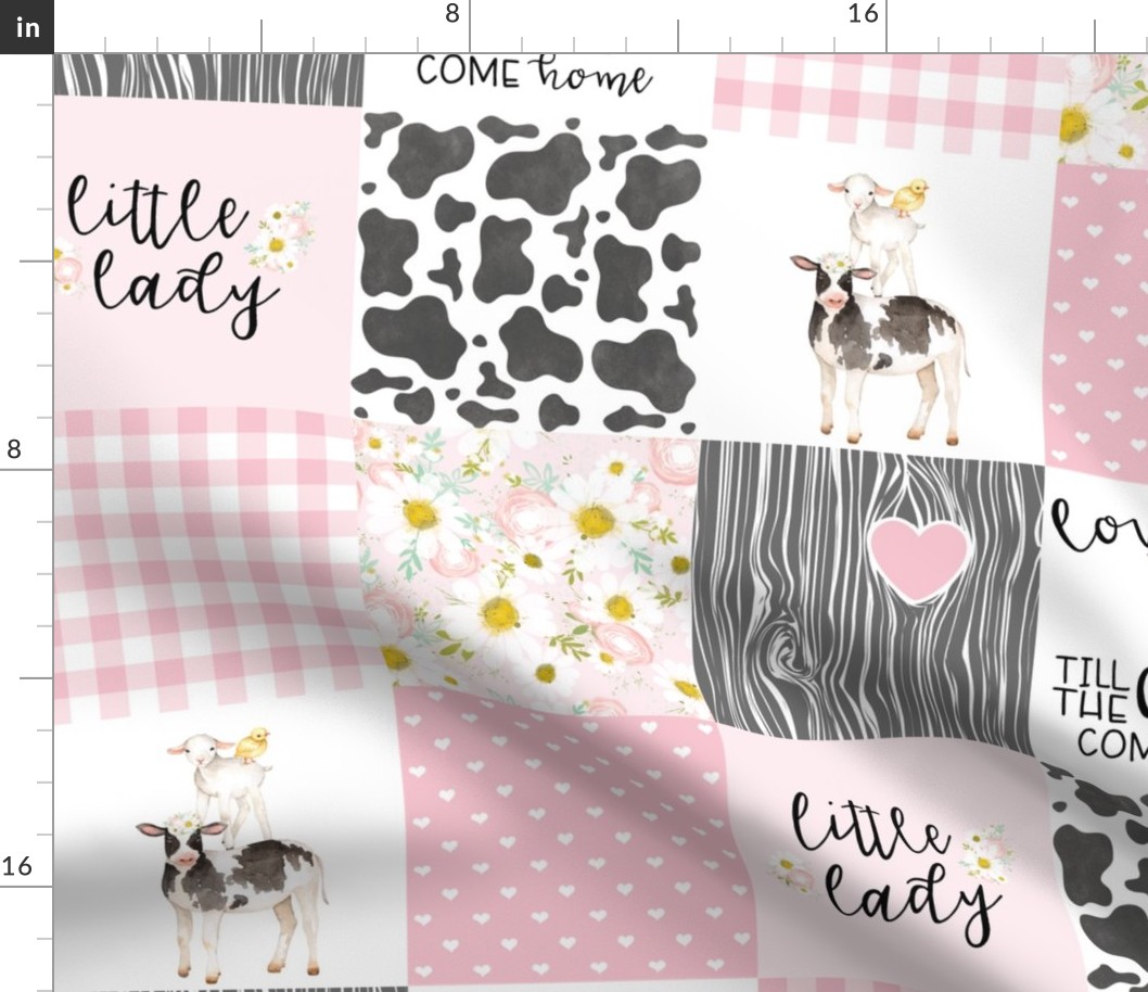 Little Lady//Love you till the cows come home - Wholecloth Cheater Quilt
