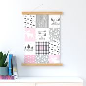 Woodland//Have Courage - Wholecloth Cheater Quilt - Pink