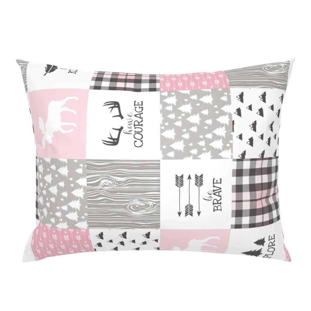 Woodland//Have Courage - Wholecloth Cheater Quilt - Pink - Rotated