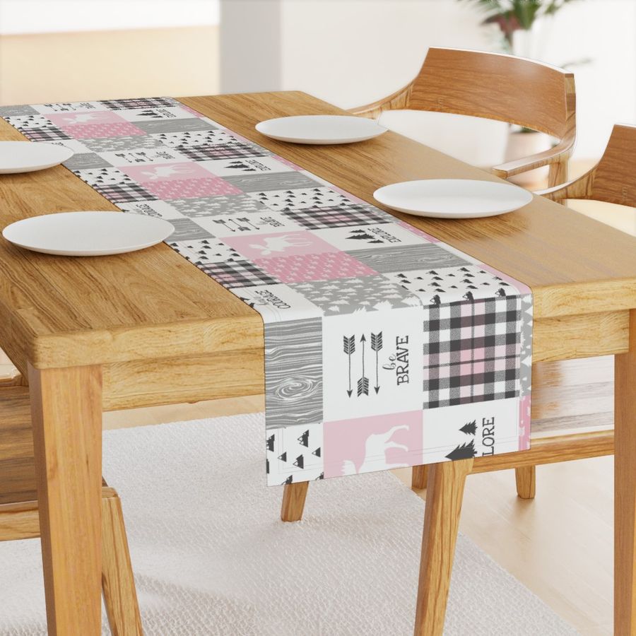 Woodland//Have Courage - Wholecloth Cheater Quilt - Pink - Rotated