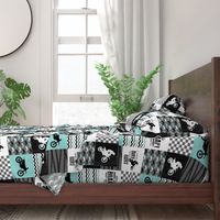 Motocross//A little dirt never hurt - wholecloth Cheater Quilt - Aqua