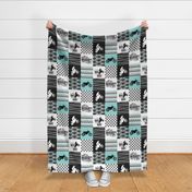 Motocross//A little dirt never hurt - wholecloth Cheater Quilt - Aqua