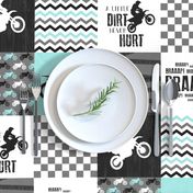 Motocross//A little dirt never hurt - wholecloth Cheater Quilt - Aqua