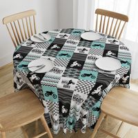 Motocross//A little dirt never hurt - wholecloth Cheater Quilt - Aqua