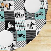 Motocross//A little dirt never hurt - wholecloth Cheater Quilt - Aqua