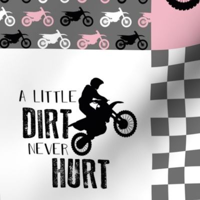 Motocross//A little dirt never hurt - Pink - Wholecloth Cheater Quilt