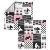 Motocross//A little dirt never hurt - Pink - Wholecloth Cheater Quilt