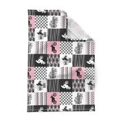 3 inch Motocross//A little dirt never hurt -Pink - Wholecloth Cheater quilt - rotated