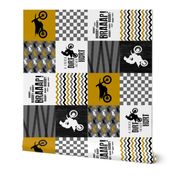 3 inch Motocross//A little dirt never hurt - mustard - Wholecloth Cheater quilt - rotated