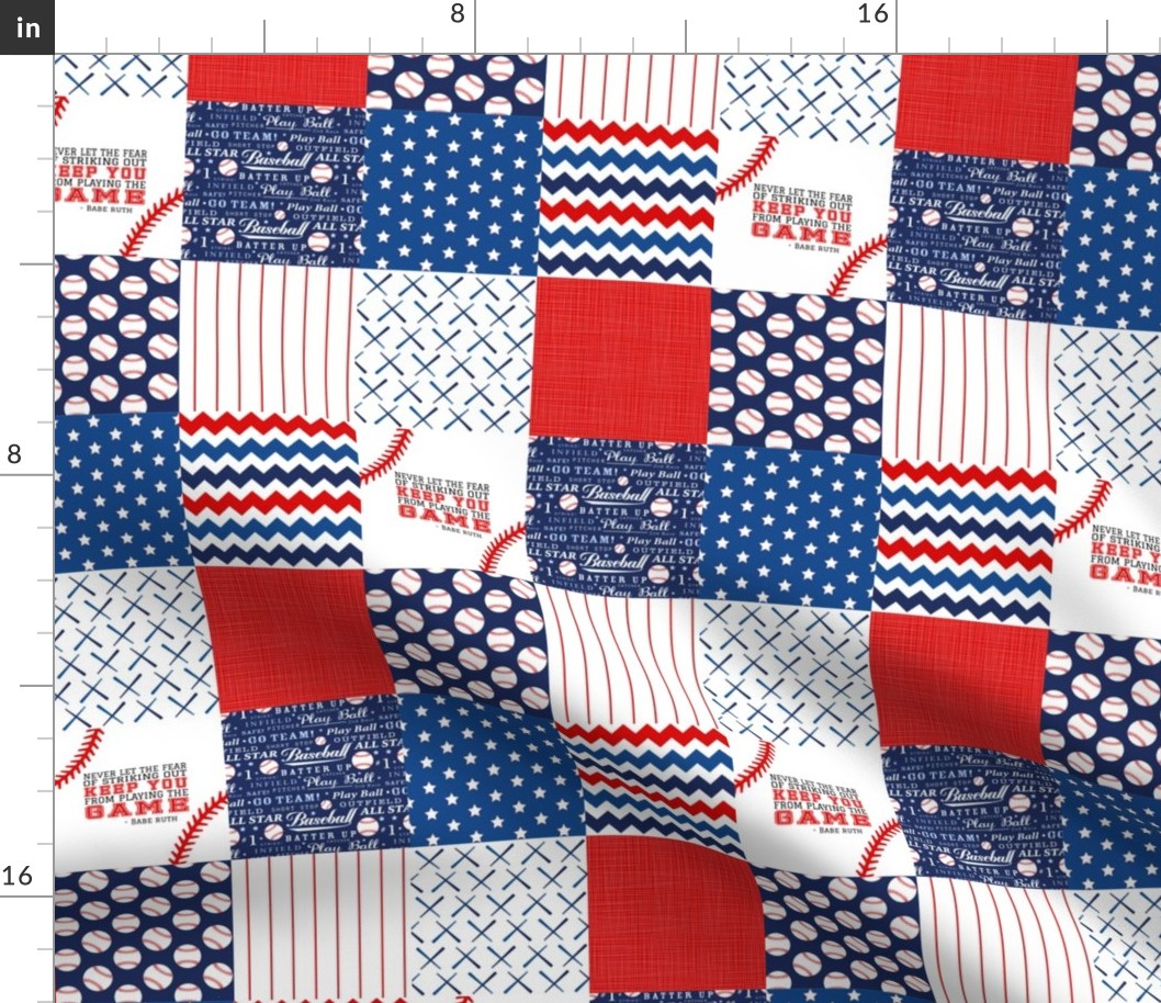 3 inch - Baseball - Wholecloth Cheater Quilt