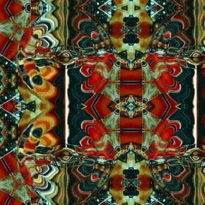 Kaleidoscope in orange, red and blue-green