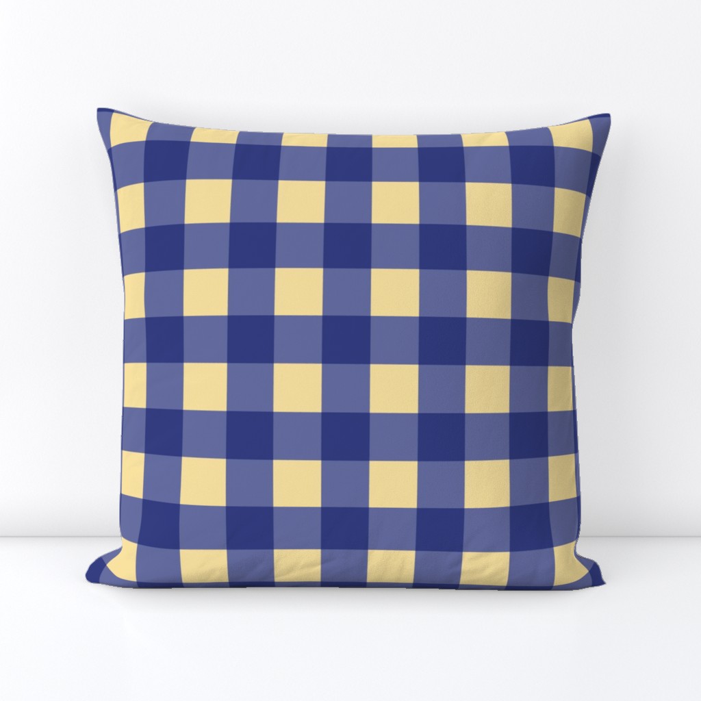 Prussian Blue + buttery-cream gingham by Su_G