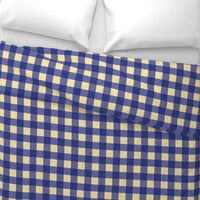 Prussian Blue + buttery-cream gingham by Su_G